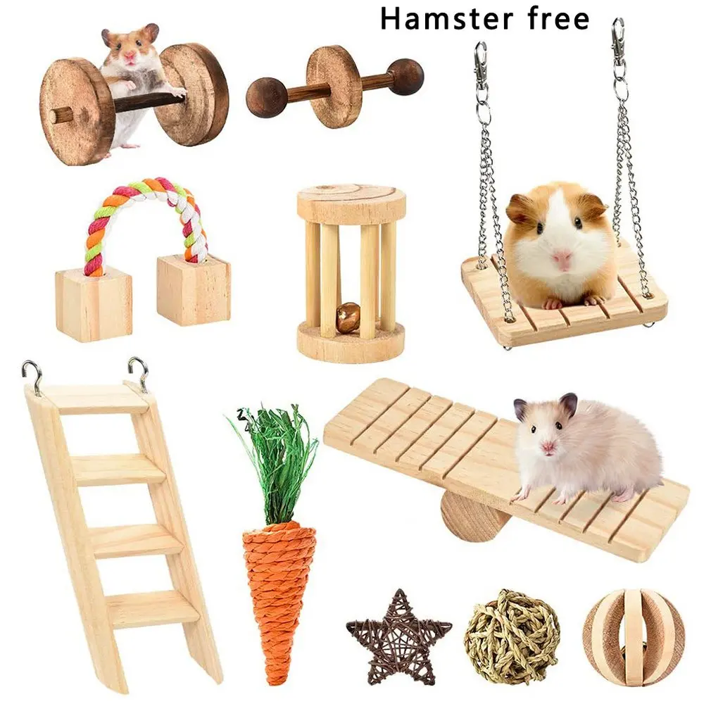 

Игрушки в виде кролика, набор из 11 предметов, натуральные деревянные игрушки для шиншиллы, Искусственный Кролик, украшенные Игрушки для мал...