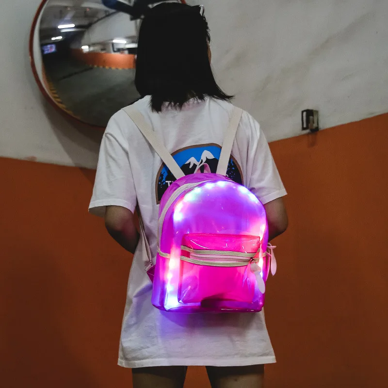 2019 модные блестящие сумочки для девочек роскошный Прозрачный светящийся розовый