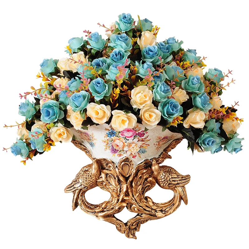 Настенная ваза + искусственный цветок в европейском ретро стиле декор для отеля