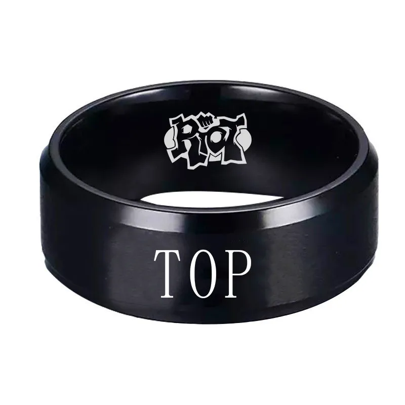 

Game male and female animation peripheral ring black stainless steel LOL ring team TOP, JUG, MID, ADC, SUP