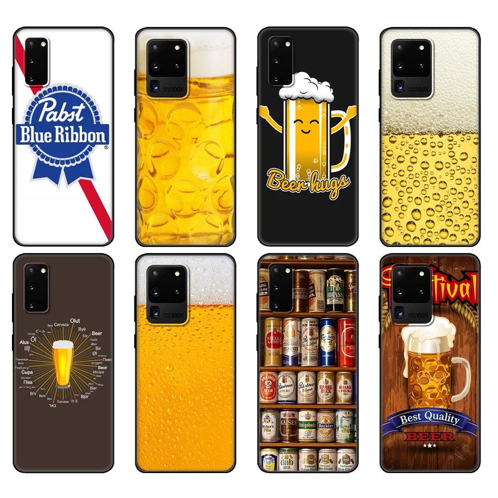 Черный чехол из ТПУ для Samsung galaxy S20 /S20 PLUS/S20 ultra/S20 + /S20FE задняя крышка с бокалом пива