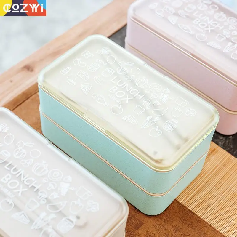 On the Go пшеничный стебель Ланчбокс двухслойная столовая посуда Bento коробка