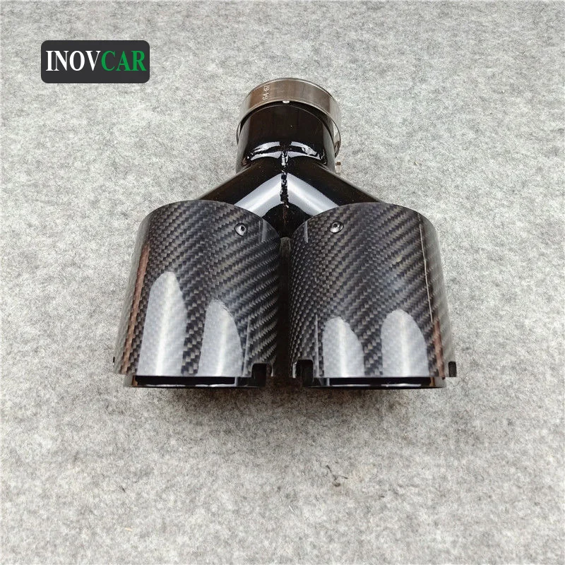 Выхлопная труба One Piece Dual Outlet блестящее углеродное волокно с покрытием блестящая