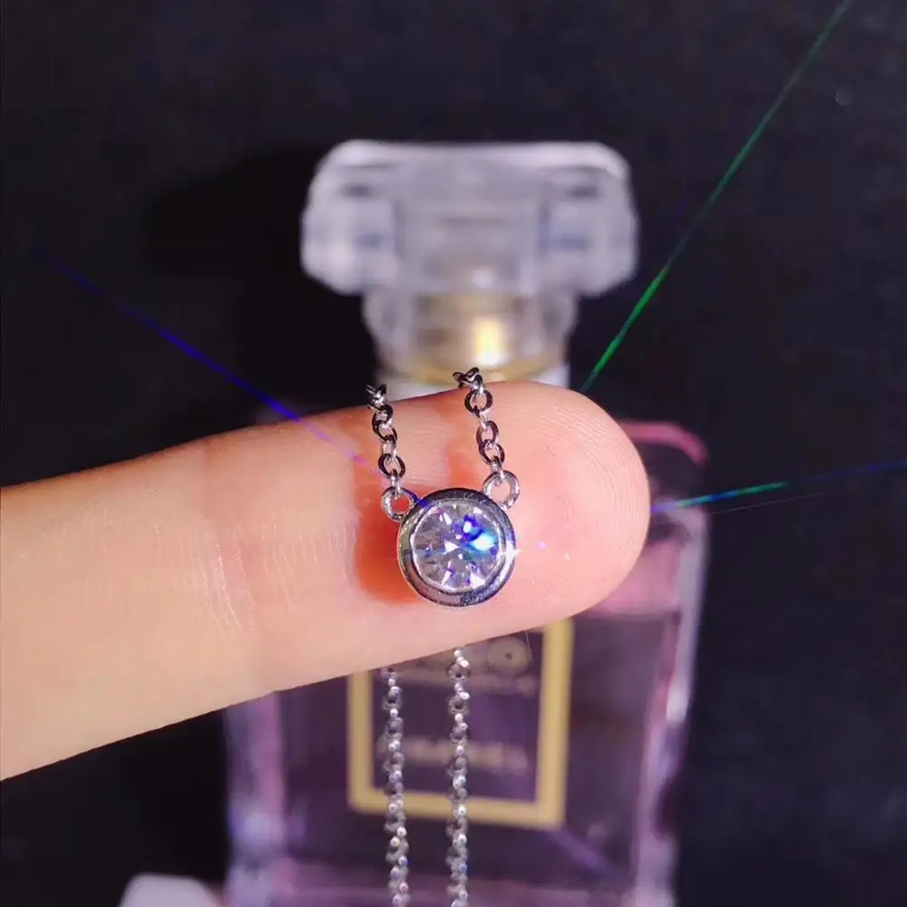 Стихи Иудейского магазина S925 Серебряное ожерелье круглое 0.50ct D VVS классическое с