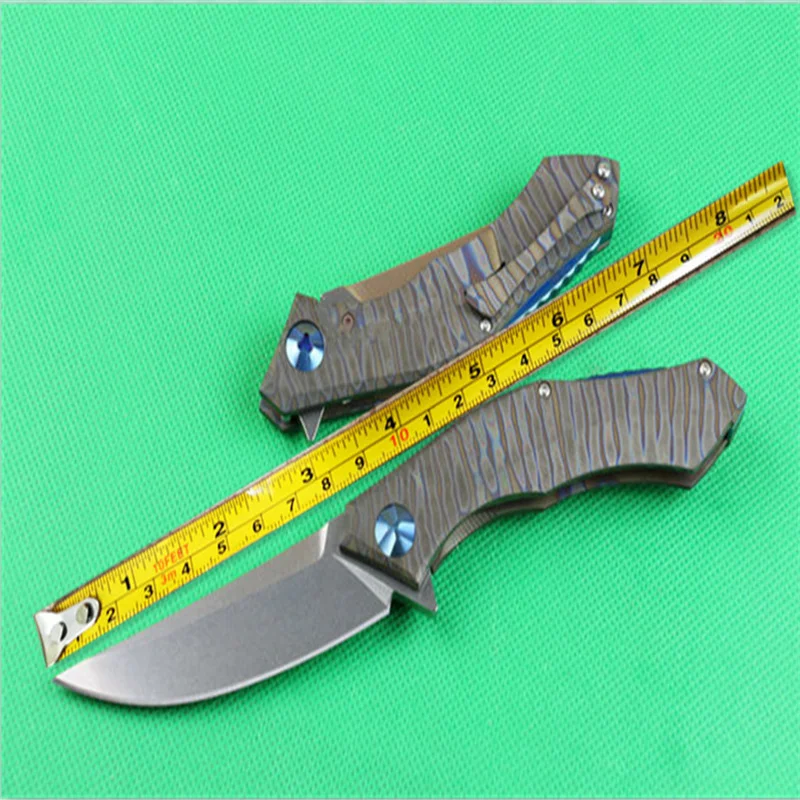 

Bear Head blue Moon Cutlass (Fire Version) Knife D2 Sharp Blade TC4 Titanium Alloy Handle Camping Hunting Knife Outdoor Tool