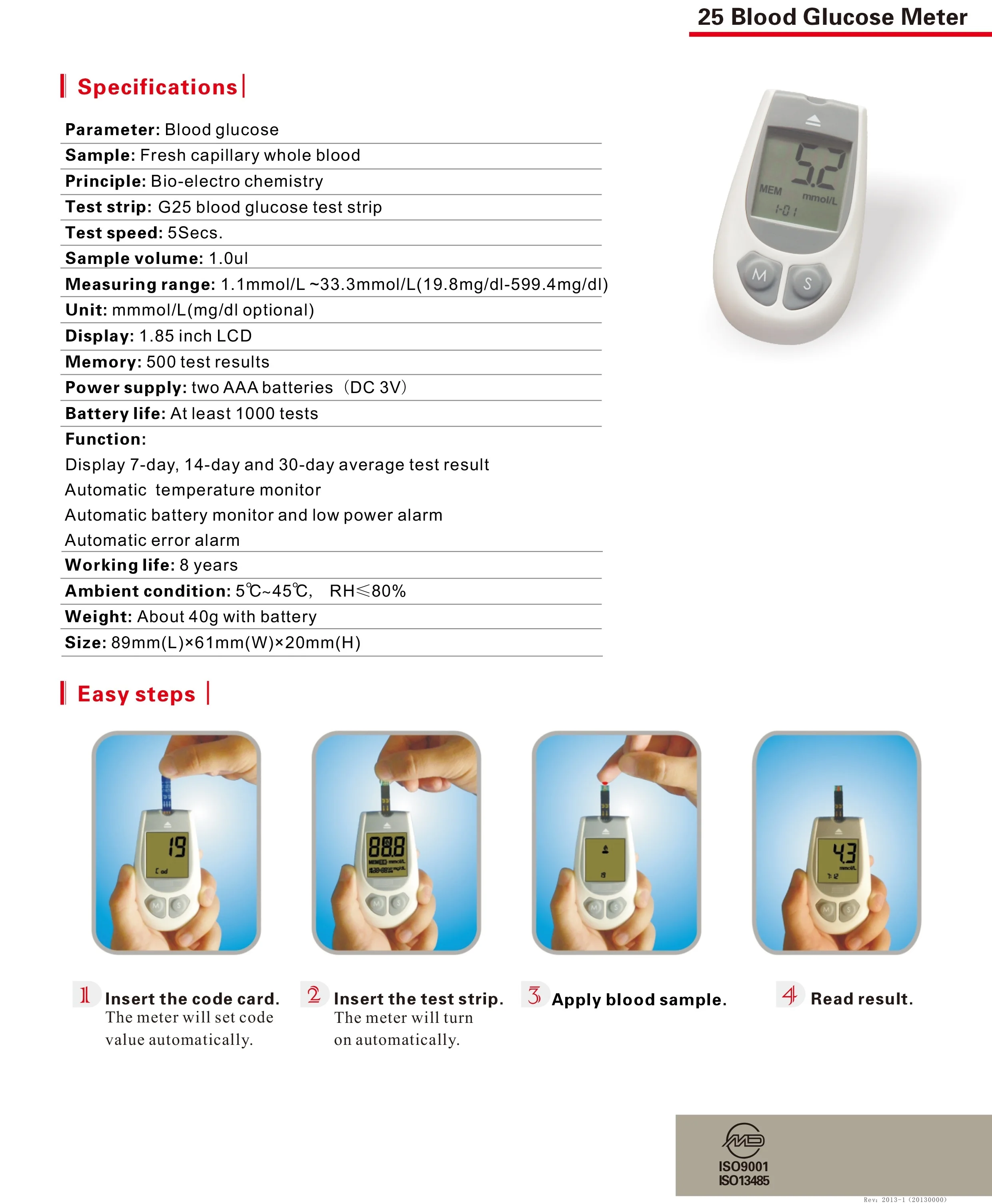 

POCT Analyzer 2019 Original URIT 25 Blood Glucose Meter System Glucose Meter No Strips Cheap Price High Quality