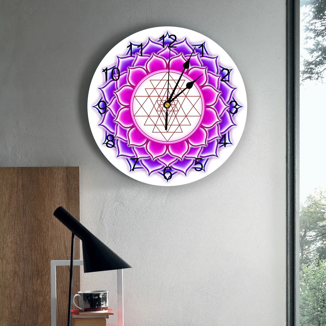 Настенные часы с цветным цветком лотоса бесшумные декоративные для кухни
