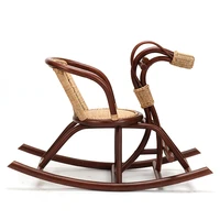 ivy childrens rocking horse rattan wooden horse baby small chair backrest seat baby toy rocking chair bb rocking chair