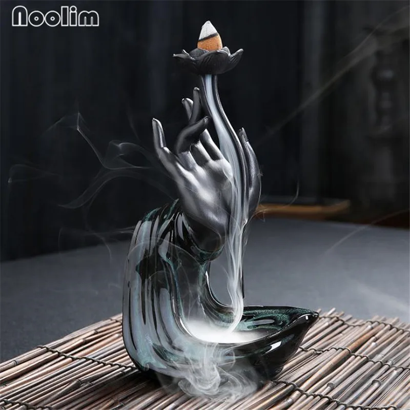 Керамическая курильница для благовоний в виде рук Будды креативная форме лотоса