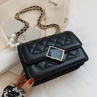 pearl chain crossbody bag for women luxury designer handbags female diamond lattice shoulder bags sac fashion flap messenger bag