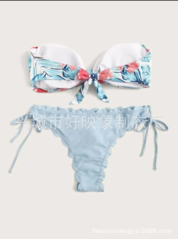 

Hot Sale 2020 Swimwear European and American New Style Multicolor Printed Bikini Split Swimsuit Women