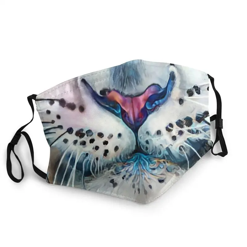 

Маска для лица противопылевая, не одноразовая, с изображением морды снежного барса