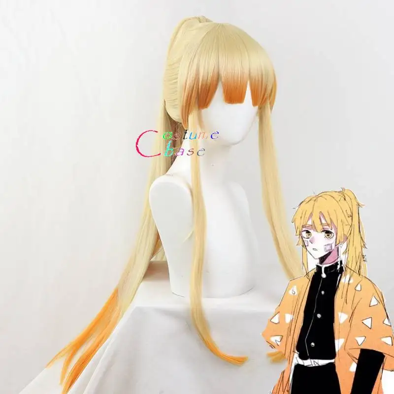 Парик для косплея из аниме рассекающий демонов термостойкий длинный No Yaiba Zenitsu