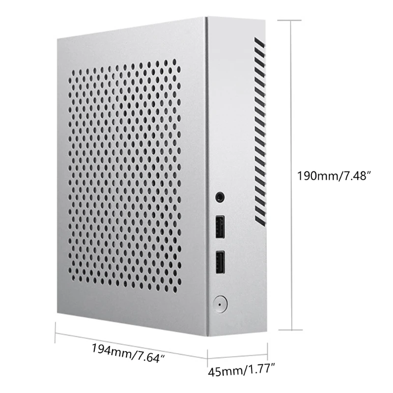 

Small Form Factor Mini-ITX Enclosure Case Aluminum Desktop Chassis QX03 HTPC Case with USB2.0 Port 7.64x7.48x1.77in