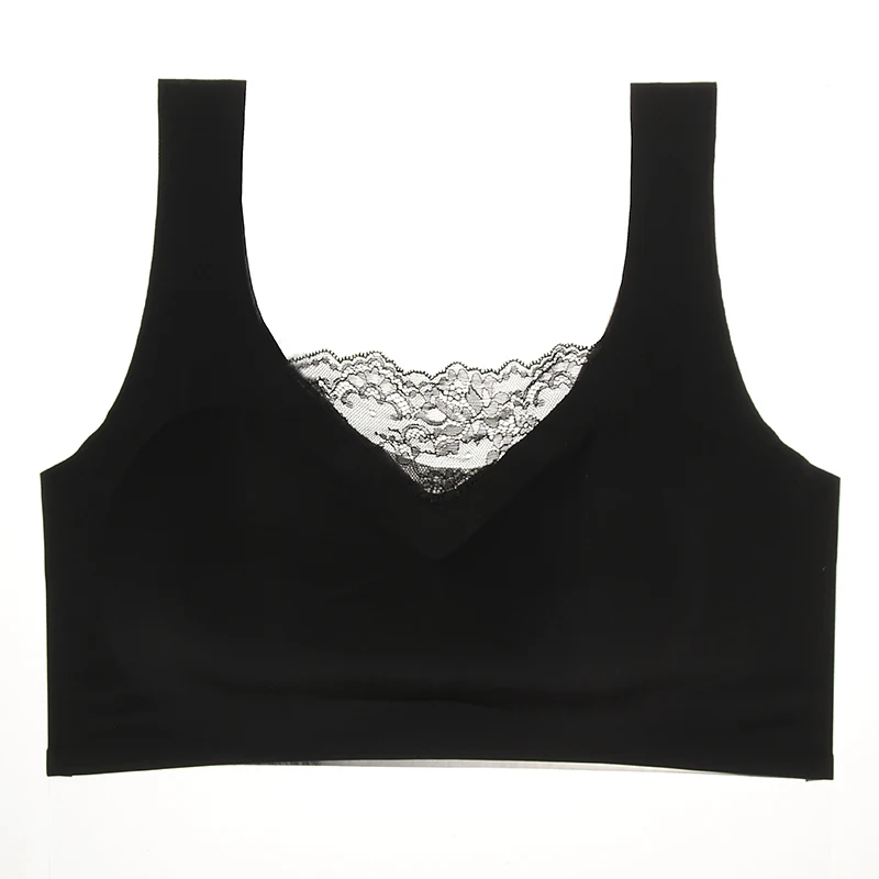 Бюстгальтер женский бесшовный с чашками пуш-ап и кружевом на спине | Женская