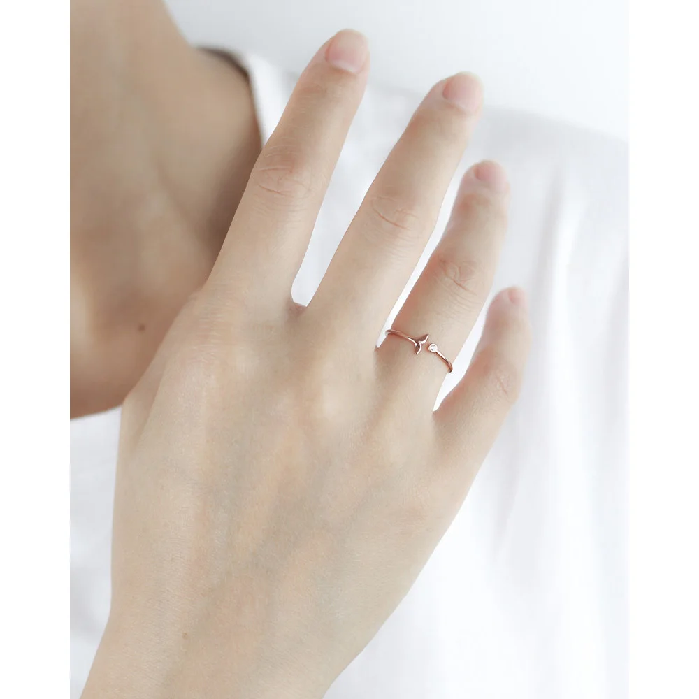 Женское Открытое кольцо с хвостом русалки из серебра 100% пробы|Кольца| |