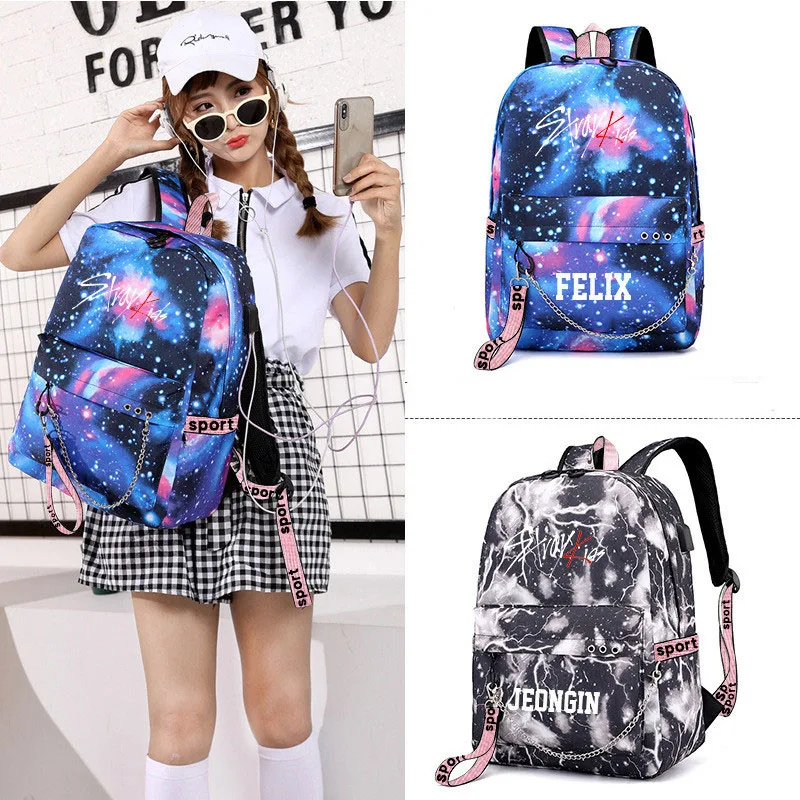 

KPOP Stray Kids Starry Sky Element Backpack Chain Accessories MINHO Felix
