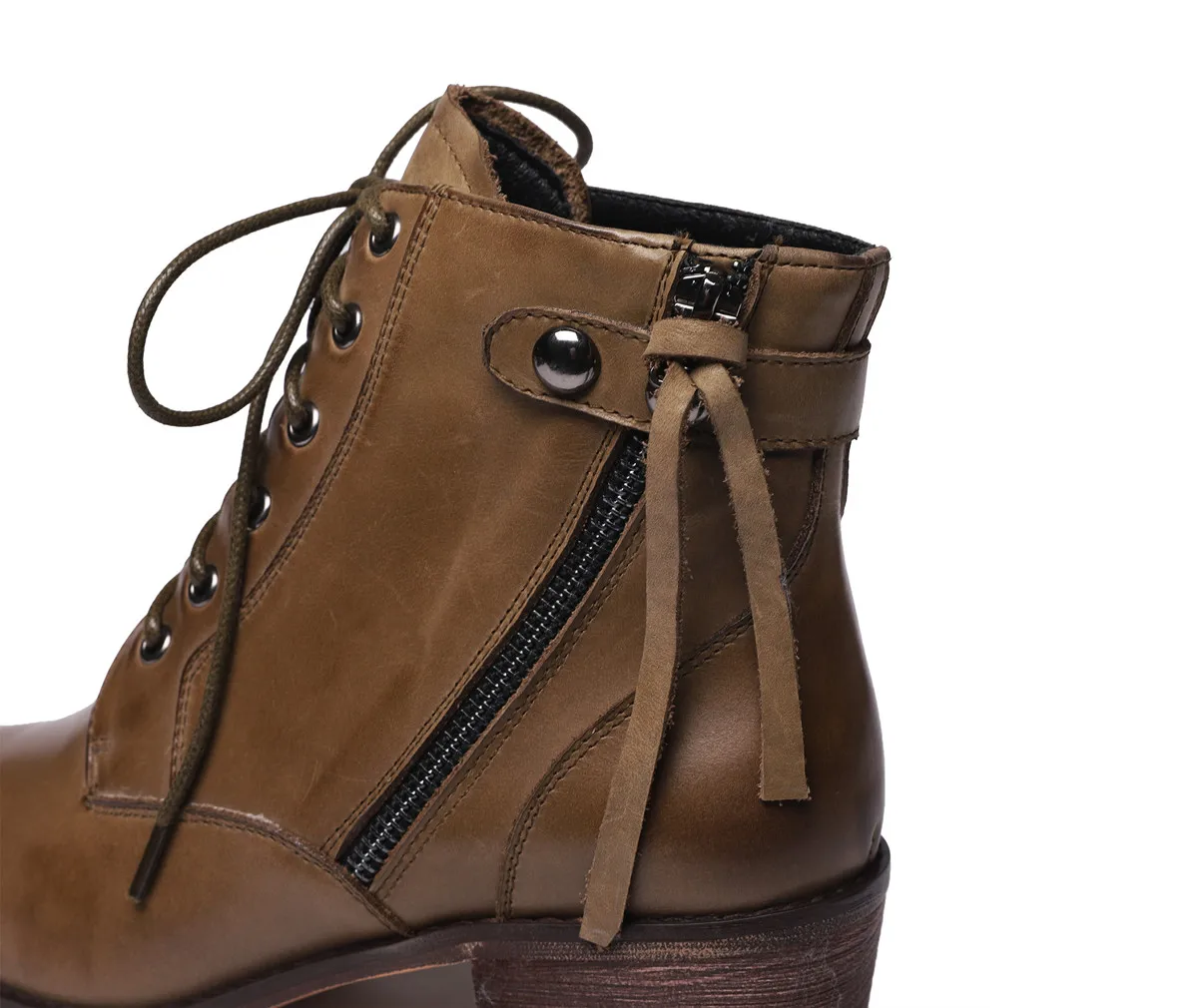 

Women's genuine leather lace-up martin boots low heel comfort short booties retro vintage ankle boots zip Motorcycle boots shoes