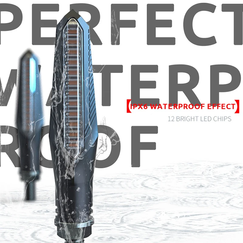 Универсальные потоковые Светодиодные поворотники для мотоцикла желтая лампа со