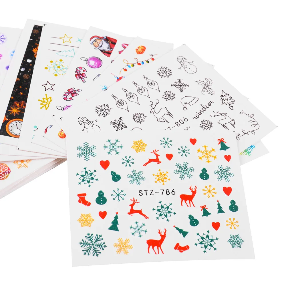 30 шт./лот Рождественская тематическая наклейка Дизайн ногтей водные снежинки