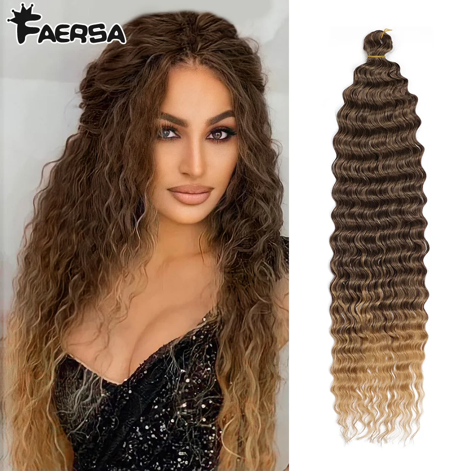 Crochet Hair Deep Wave Twist Natural Synthetic Afro Curls Crochet Braids Ombre Braiding Hair Extensions For Women Low Tempreture