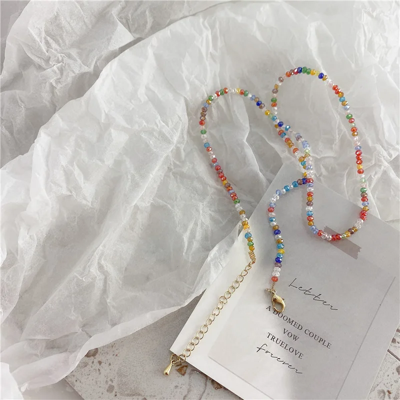 Женское винтажное ожерелье ручной работы в Корейском стиле с разноцветными