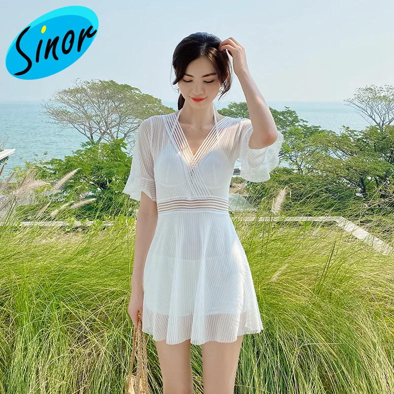 Купальник женский новый стиль цельный купальник корейский Тонкий пляжный для