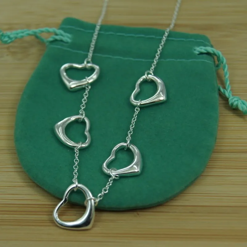 

BABYLLNT 925 Sterling Silver Five Heart Chain Necklace For Women Charm Wedding Engagement Party Fashion Jewelry Gifts
