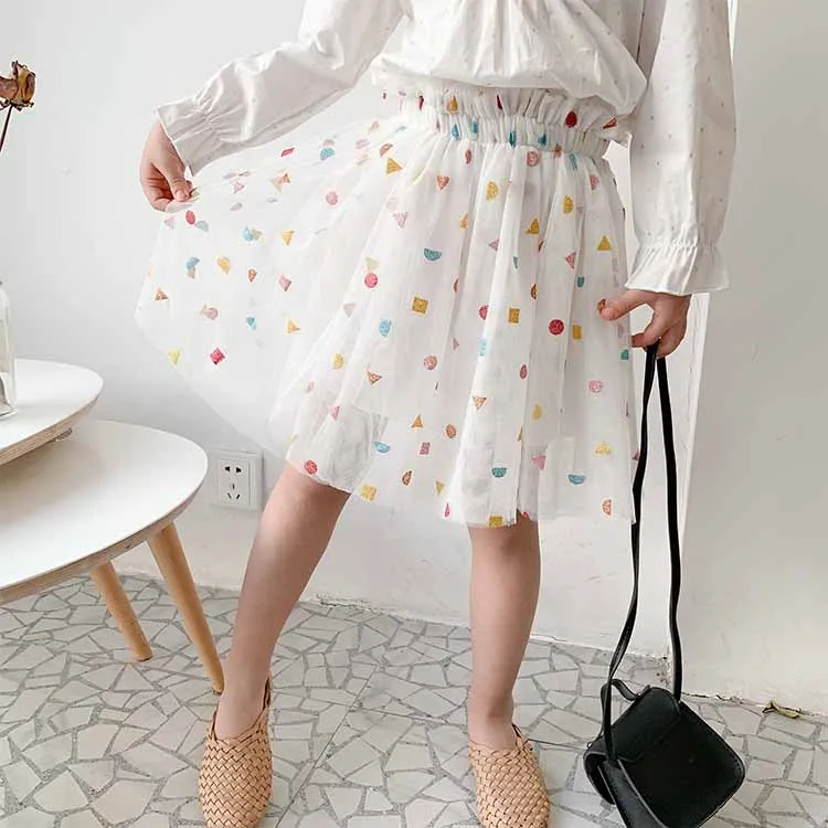 Юбки для маленьких девочек юбка пачка в горошек с блестками Танцевальная