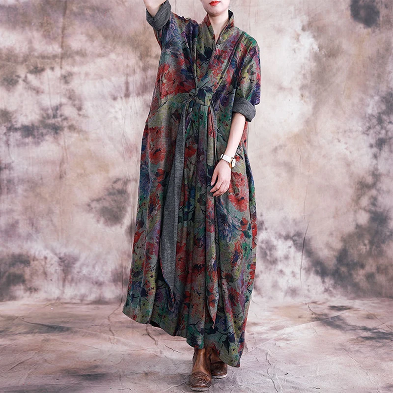 Новинка 2019 года. Винтажная Осенняя женская одежда. Платья больших размеров с