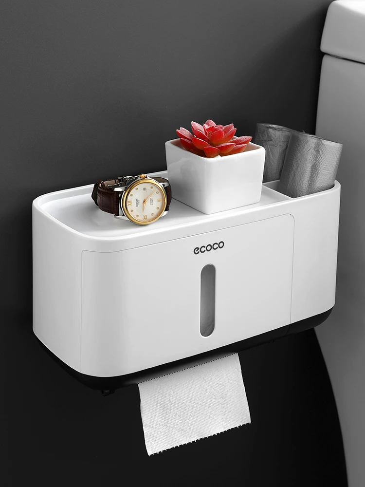 

Toilet Tissue Box Toilet Rack Creative Pumping Paper Box Toilet Paper Box Free Perforated Waterproof Roll Paper Tube