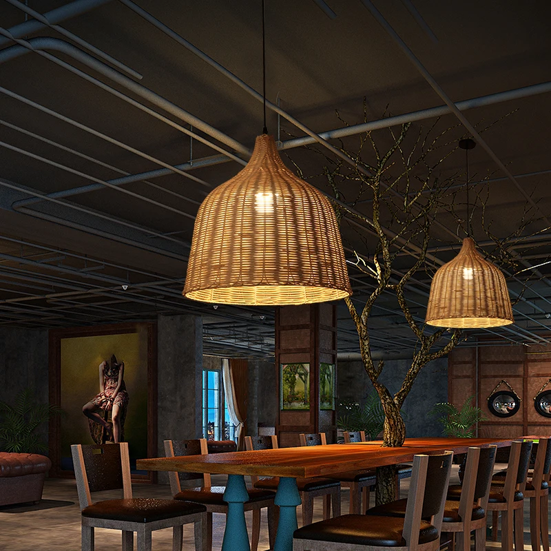 Подвесные светильники ручной работы из бамбукового ротанга висячие лампы в