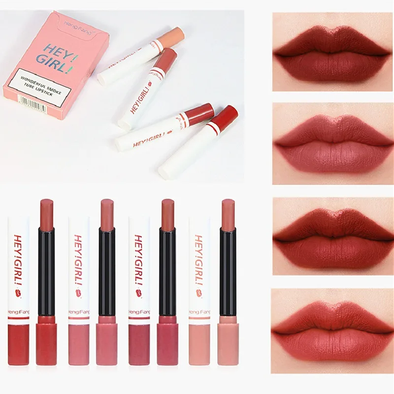 

Cigarette tube velvet lipstick matte matte, easy to color, not easy to stain, cup 4 pack set makeup