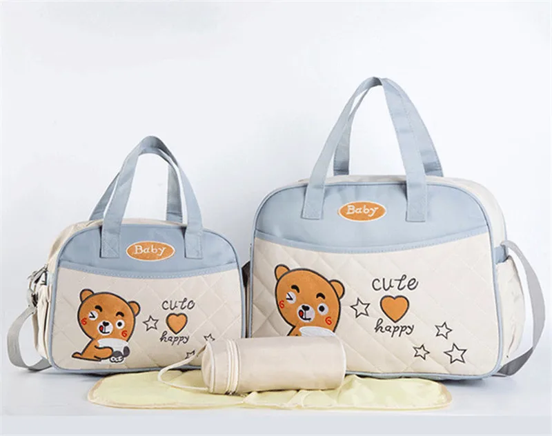 Murah Kartun Ibu Tas Popok Set Untuk Bayi Botol Mumi Perjalanan Tas Bahu Tas Tangan Kereta Dorong Tas Mummy Nursery Organizer