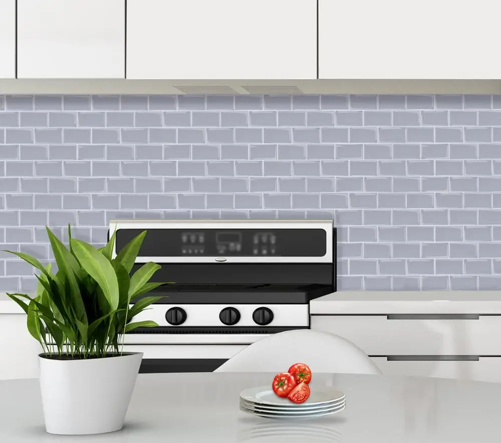 Vividtile 12*12 дюймов 3D Светло серая кирпичная наклейка легко сделать своими руками