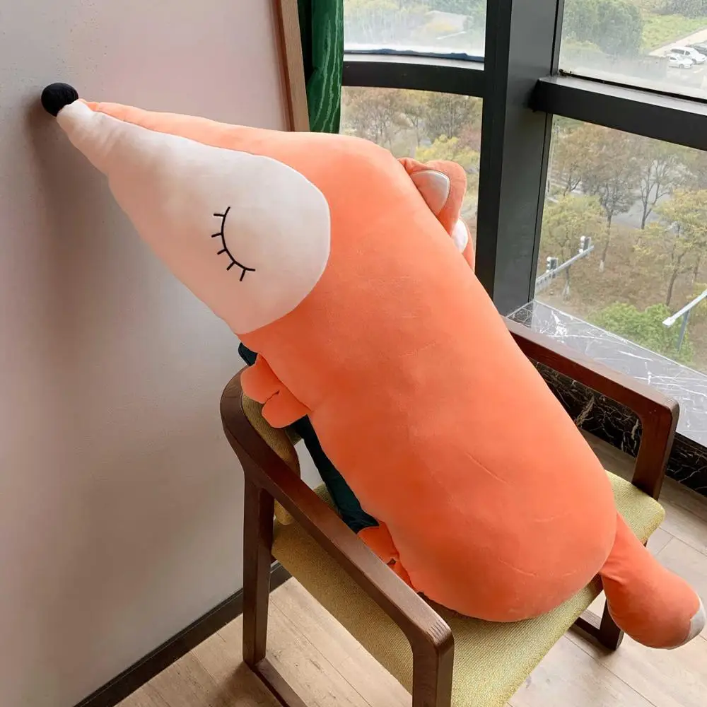 

130cm Big Plush Fox Toys Soft Pillow Stuffed Animals Pillow Dolls Plush Toys Orange Foxes Dolls for Girl Kids Gift