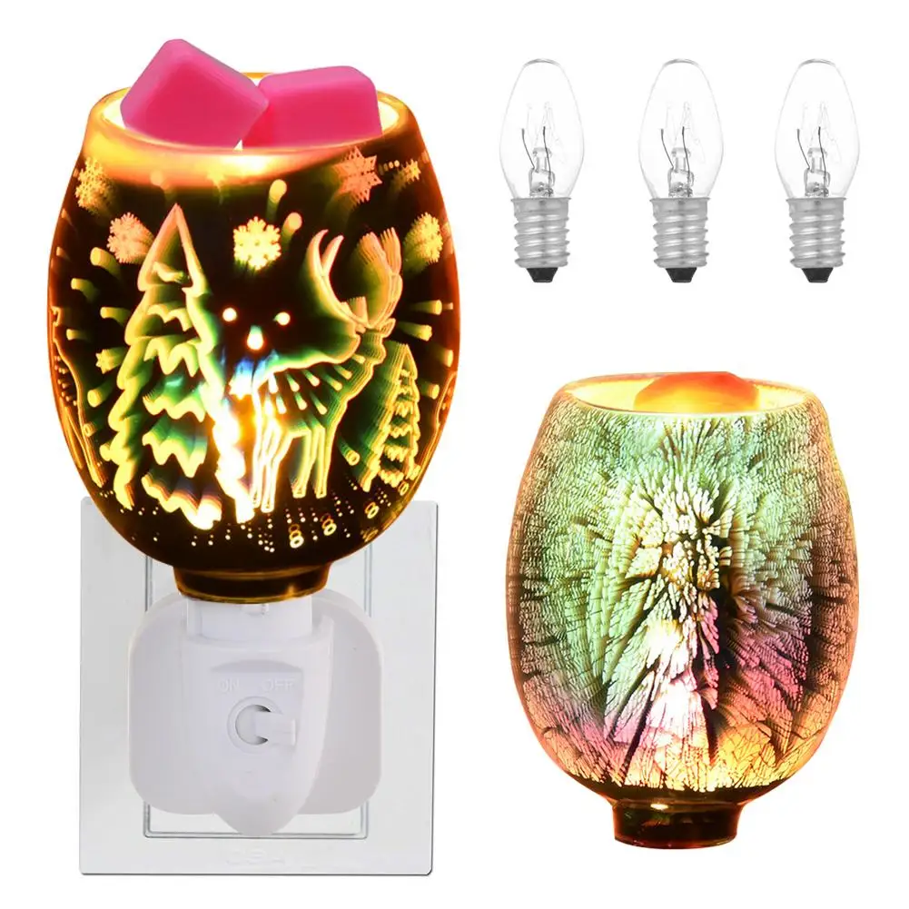 

Xmas Aromatherapy Lamp Night Light Exquisite 3D Electric Diffuser Wax Melt Oil Burner US EU UK Plug Holder For Home Bedroom Gift
