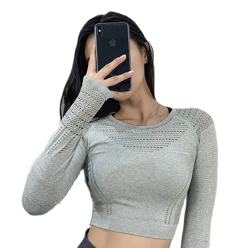 10PCS Wholesale Sexy Long Sleeve T-shirt Tops Breathable Yoga Sports Tops  Women Outdoor Jogging Workout Gym Clothing
