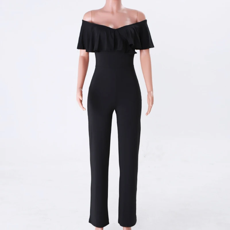 

Women Off Shoulder Playsuits Beach Jumpsuit Skinny Ruffles Elegant Slim Summer Sexy Long Pants Bodycon Rompers Bodysuits