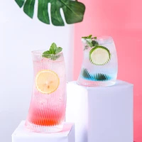 ins stripe creative glass cup juice ice cream cold drink mojito cocktail glass personality household restaurant bar drinkware