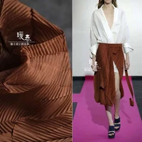 caramel louver vintage fabric pleated miyake style stage decor diy pants imitation cotton linen dress fashion designer fabric