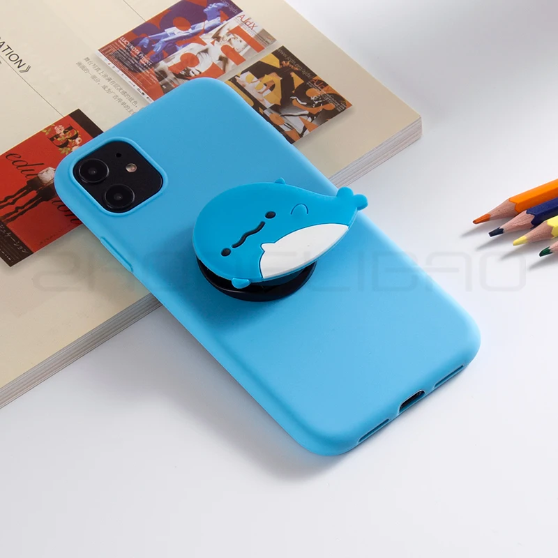 3D Silicone Cartoon Holder Candy Colors Case for Samsung Galaxy Note 10 9 8 S10 S9 S8 Plus S10e S7 S6 Edge Cute Stand Back Cover |