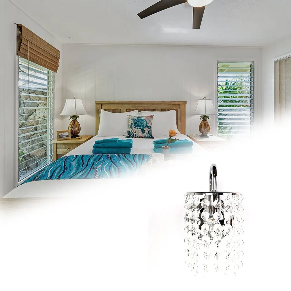 

Home Led Lamp Crystal Beaded Wall Lamp Bedroom Modern Creative Simple Bedside Lamp Suitable For Decoration & Lighting