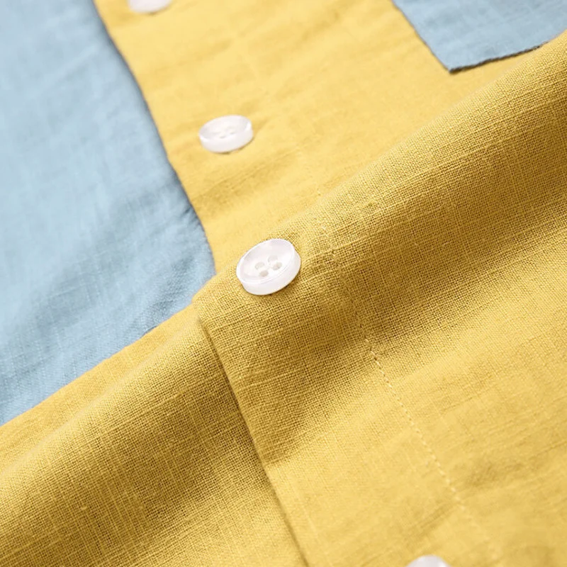 

2021 Casual Cotton Shirts Men Fashion Asymmetric Contrast Color Block Patchwork Casual Short Sleeve Shirt Chemise Homme