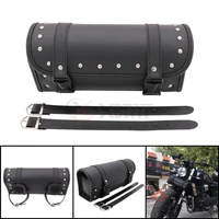 motorcycle fork tool bags storage leather travel pouch front luggage bag for harley sportster xl touring softail dyna road king