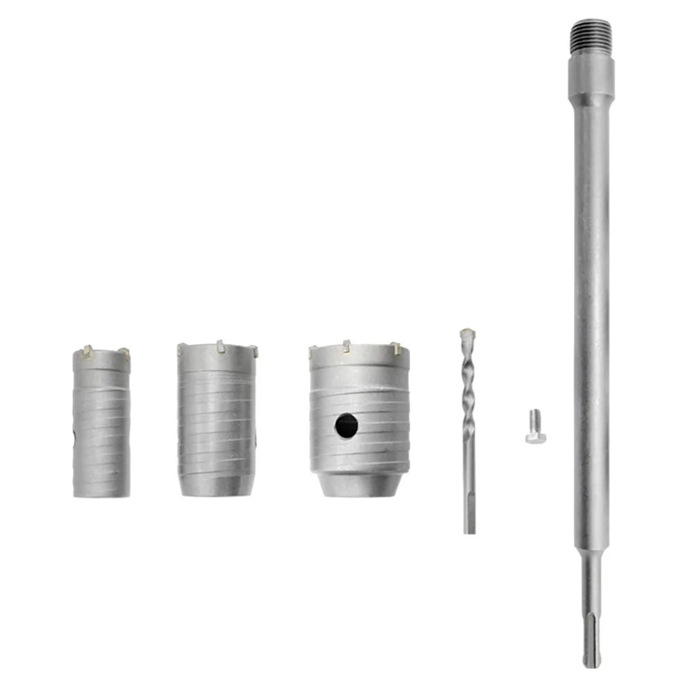 

Wall Concrete Hole Set Electric Alloy Hollow Core Drill Bit with 350mm Round Handle for Cement Stone Wall Air Conditioner (Silve