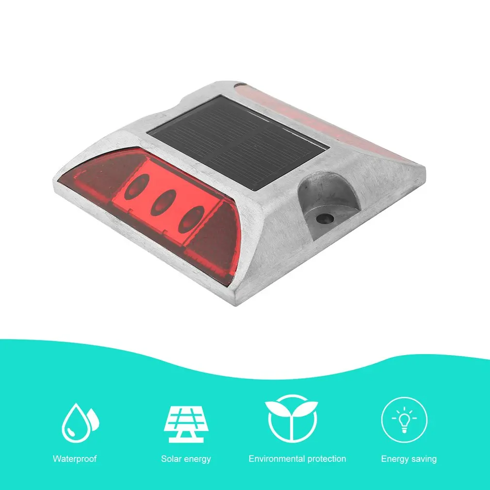 Aluminum Waterproof LED Solar Powered Road Stud Light Reflective Ground Path Deck Dock Bright | Освещение