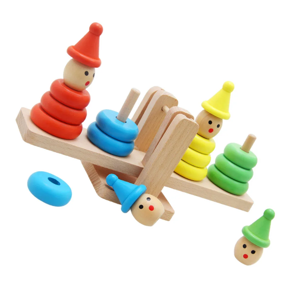 

1 набор простых красочных небольших Штабелируемых блоков, забавные деревянные строительные блоки