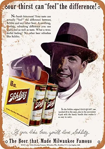 

Metal Sign - 1955 Schlitz Beer Half-Quart Cans - Vintage Look
