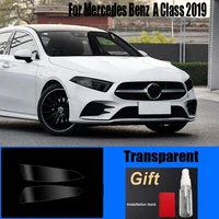 tpu headlights film for mercedes benz a class 2019 car styling tint black transparent protective sticker accessories diy 2pcs